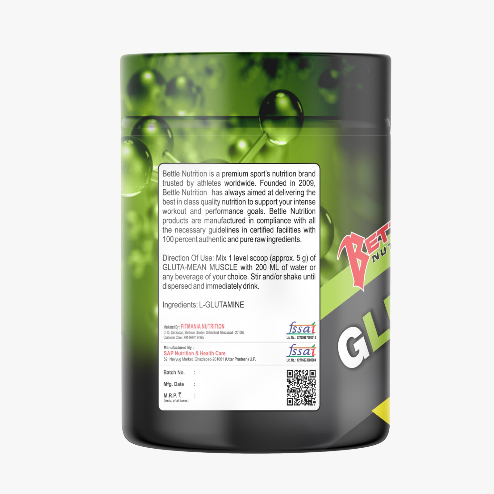 Bettle Nutrition Glutamine Powder 250gm - Image 3