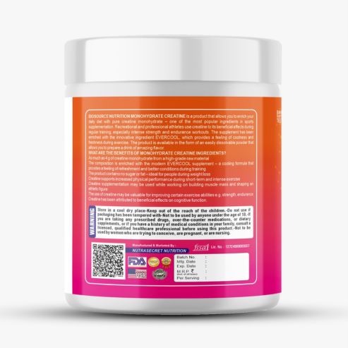 Biosource Nutrition Creatine Monohydrate Orange, 300gm - Image 3