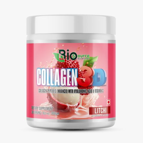 Biosource Nutrition Collagen Supplements Litchi 300gm Powder